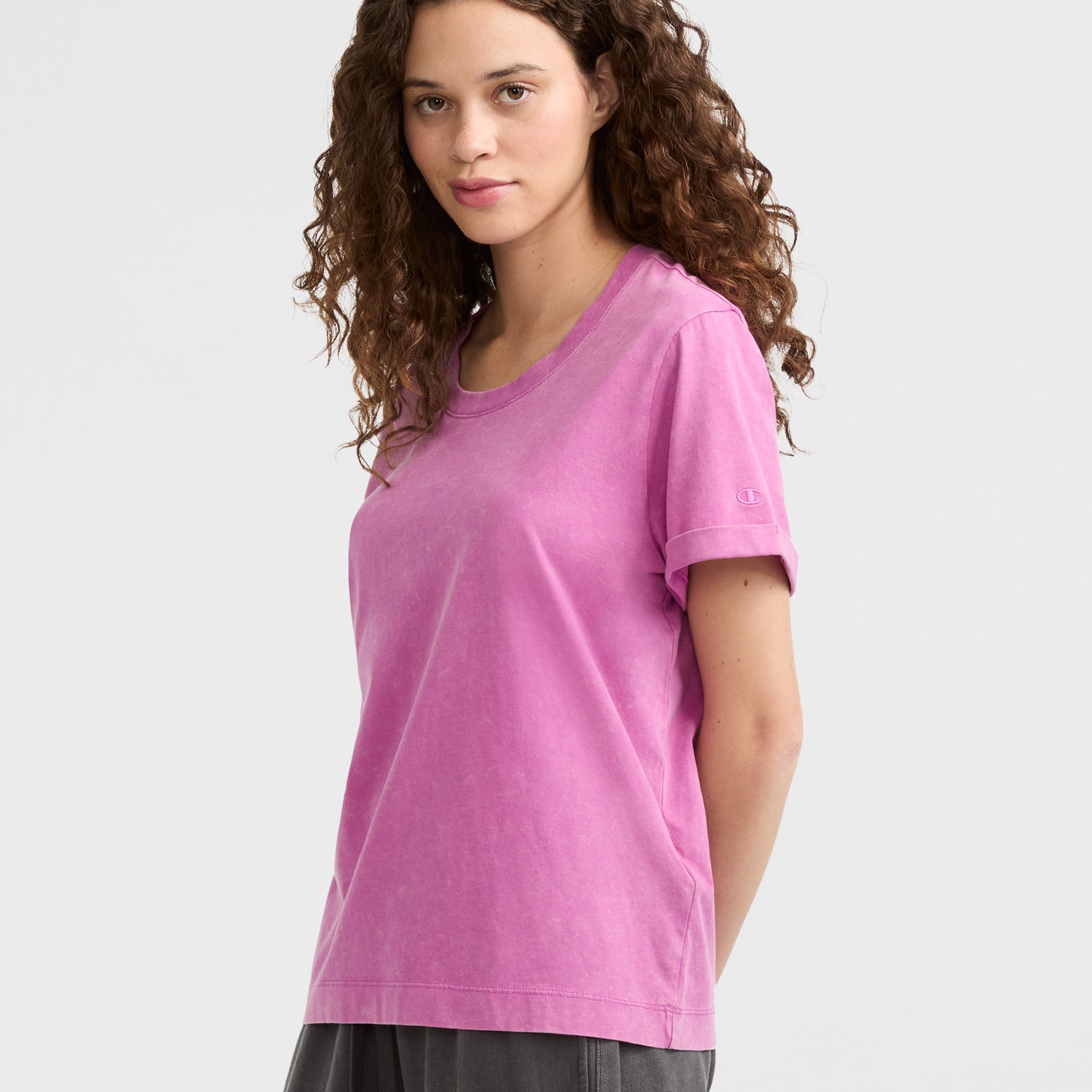 Vintage Wash Cotton T-Shirt with C Logo | Champion