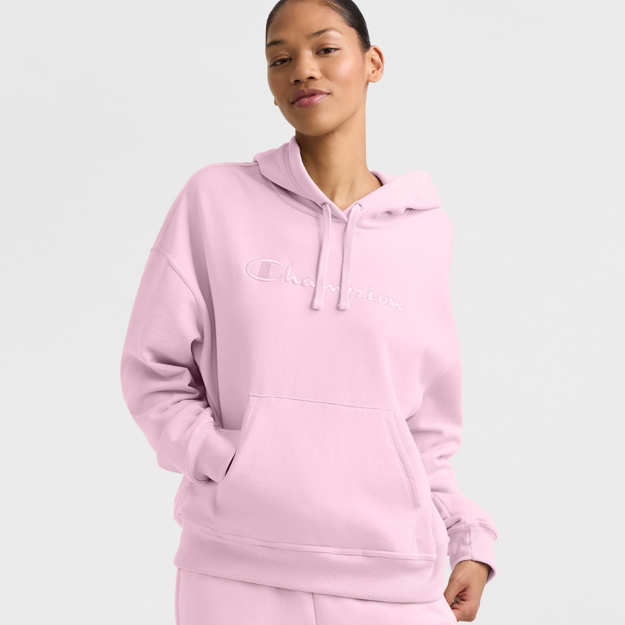 Relaxed Fit Powerblend Hoodie with Embroidered Logo | Champion