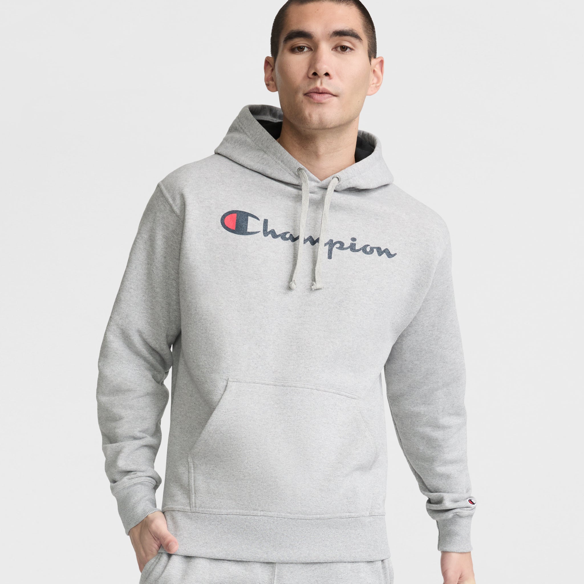 Men's Fleece Hoodie with Full Script Logo & Kangaroo Pocket | Powerblend
