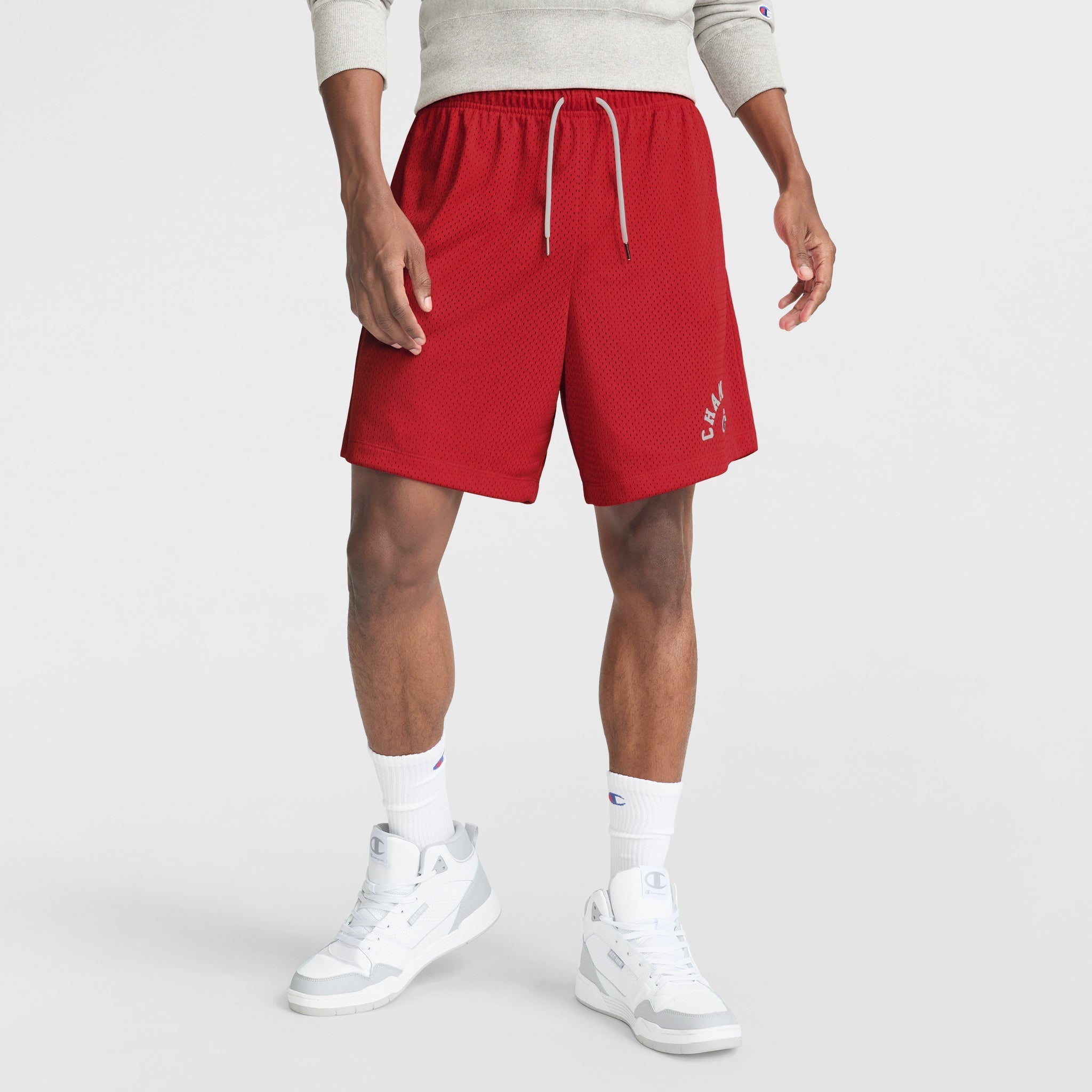 Champion Mesh Shorts 7" with Arch Logo for Gym & Relaxation