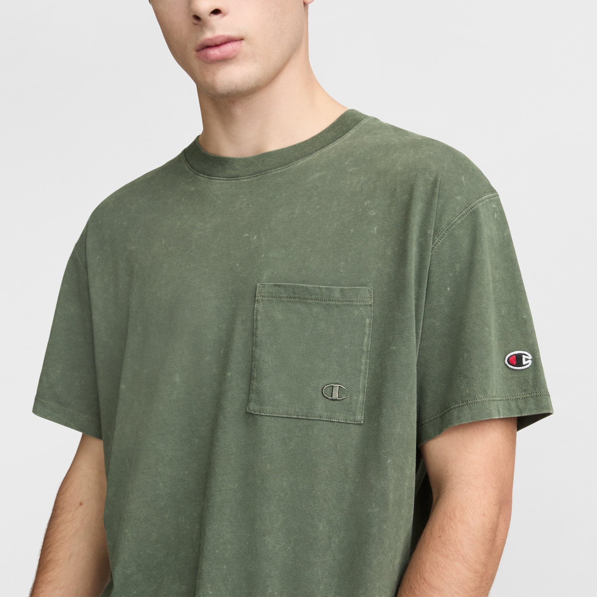 Vintage Wash Men's Pocket T-Shirt with Droptail & Side Slits | Champion